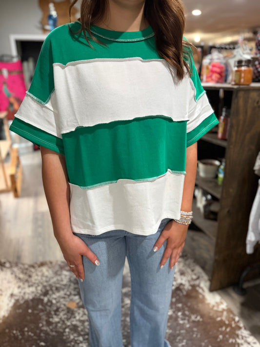 Kelly Green Oversized Stripe Top