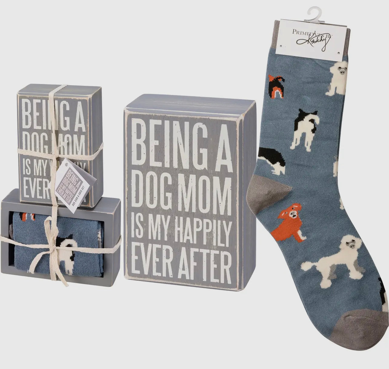 Dog Mom Box Sign & Sock Set