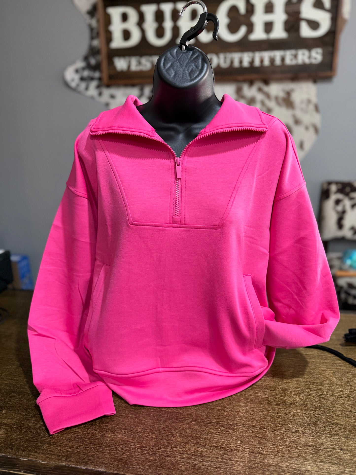 Summer Pink Pocket Quarter Zip