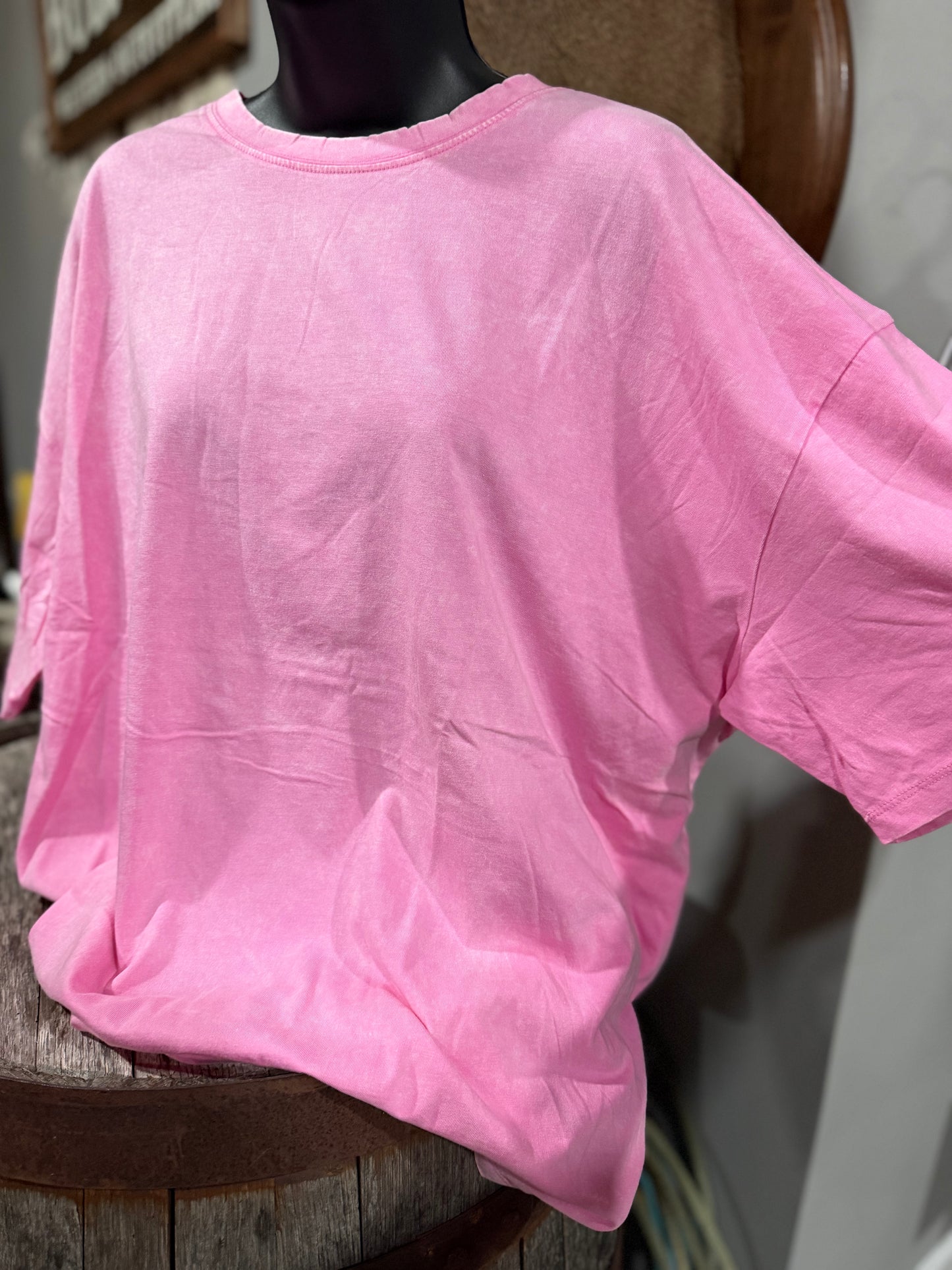 Candy Pink Oversized Mineral Wash Top