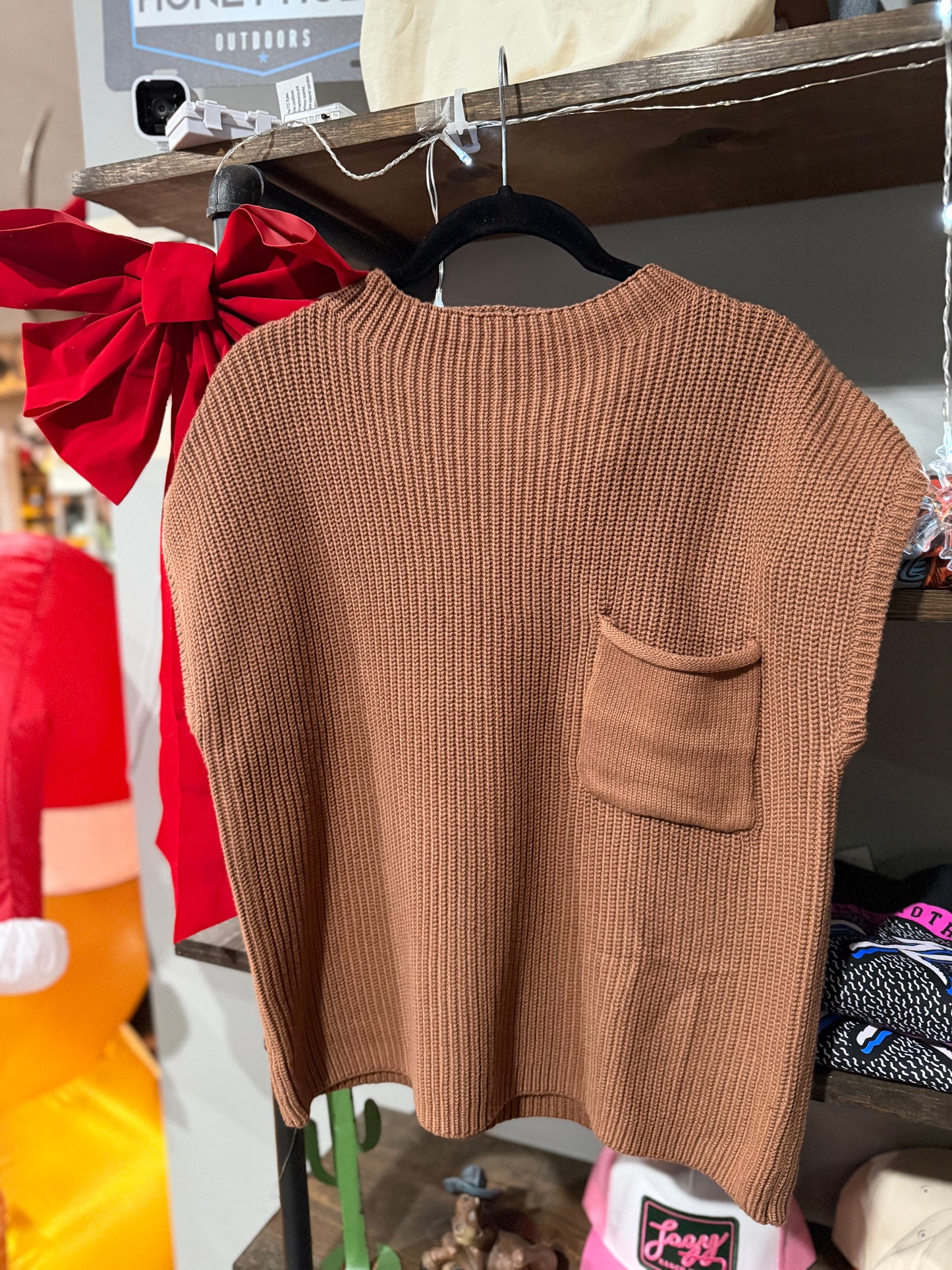 Deep Camel Thick Short Sleeve Sweater