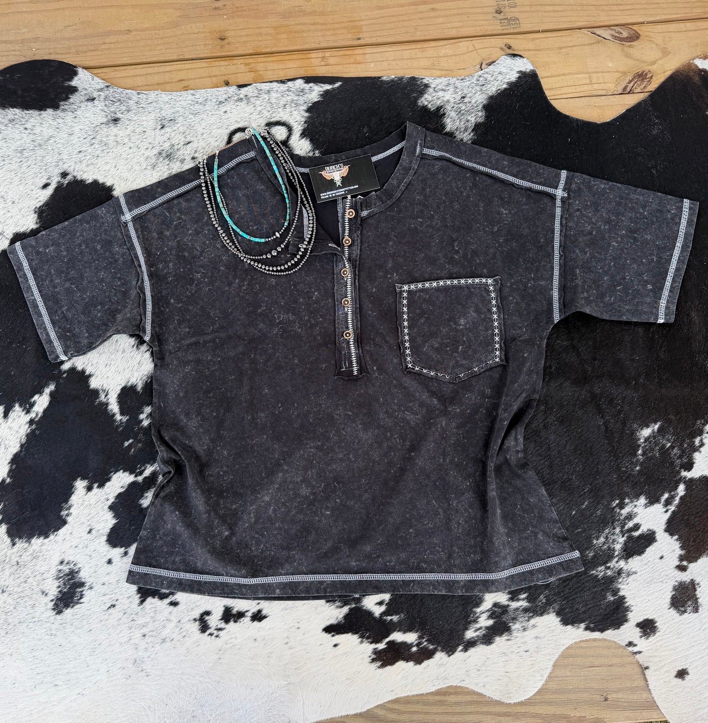 Mineral Washed Oversized Black Top