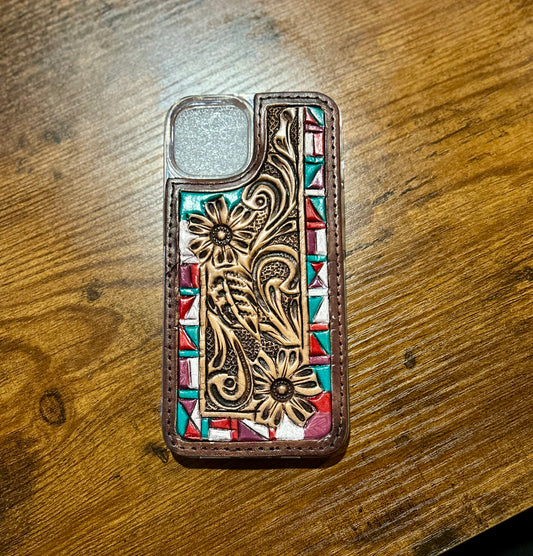 Leather Tooled Border iPhone Case