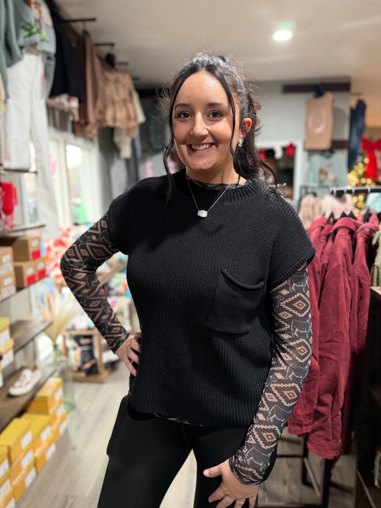 Midnight Thick Short Sleeve Sweater