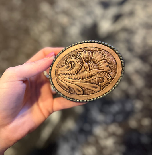 The Gypsy Tooled Leather Belt Buckle