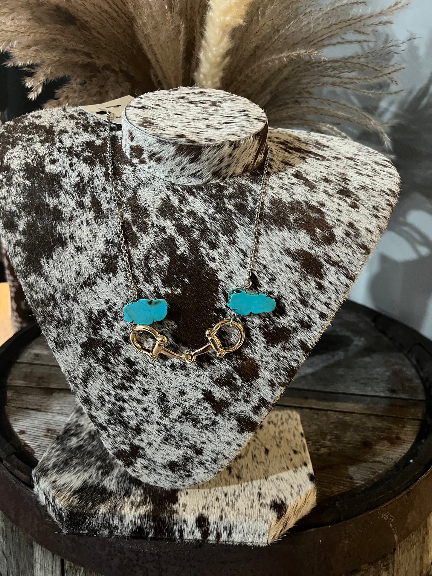 Gold Turquoise Bit Necklace