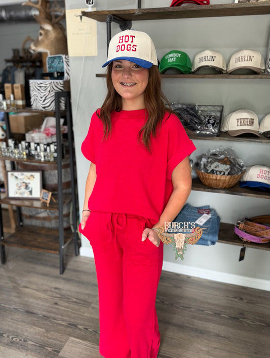 Red Pant Set