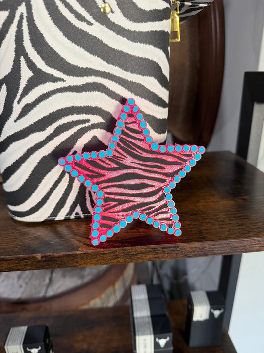 Pink Holographic Zebra Star Freshie