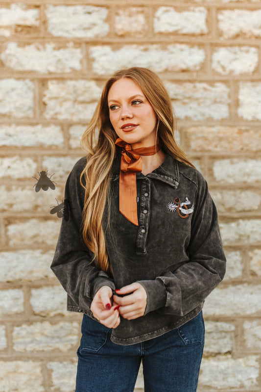Embroidery Spur Concho Pullover