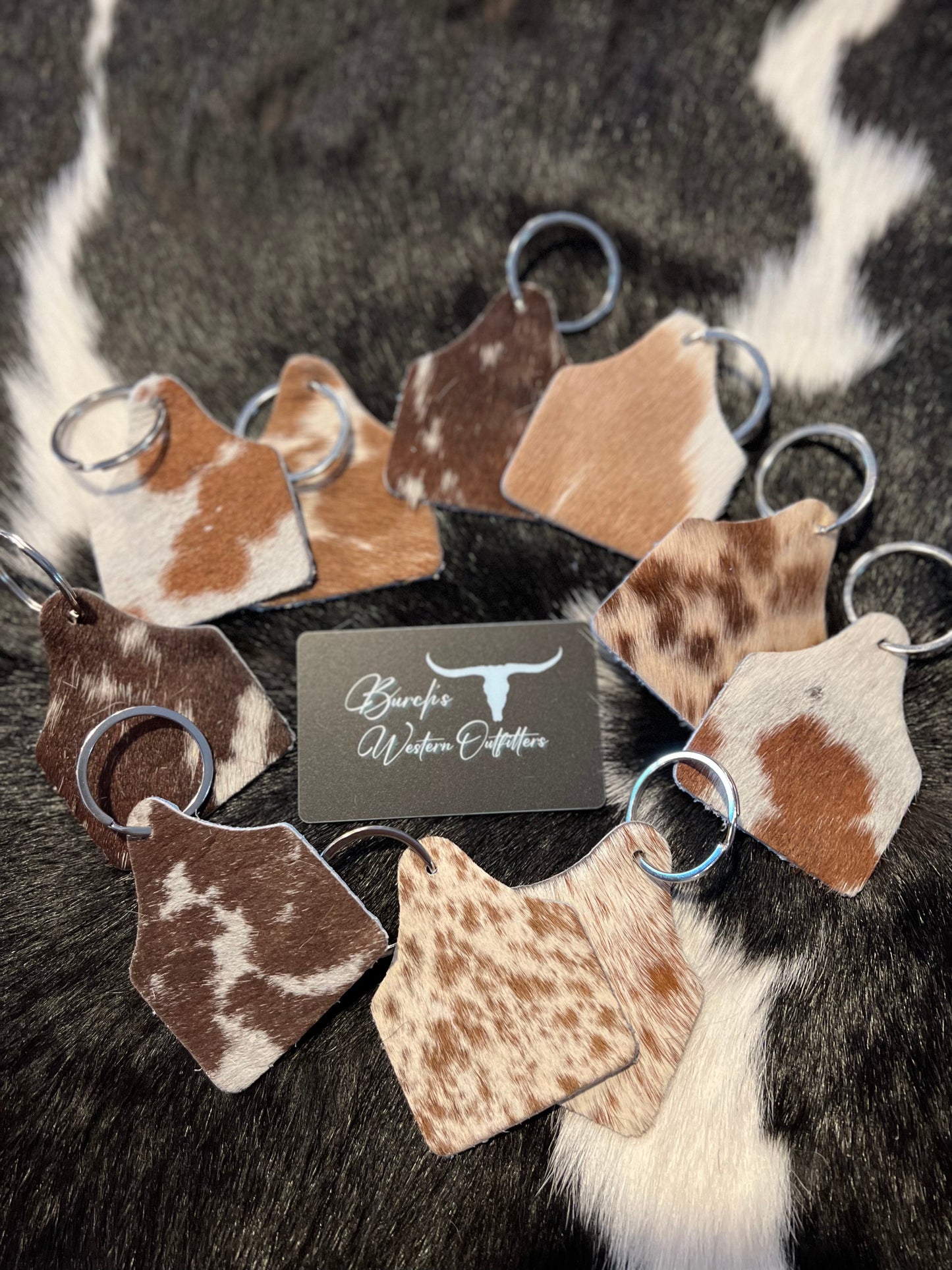 Cowhide Cowtag Keychain