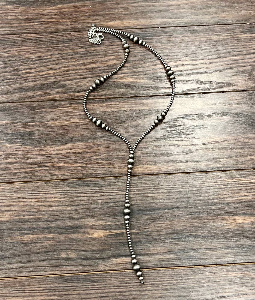 Faux Pearl Lariat Necklace