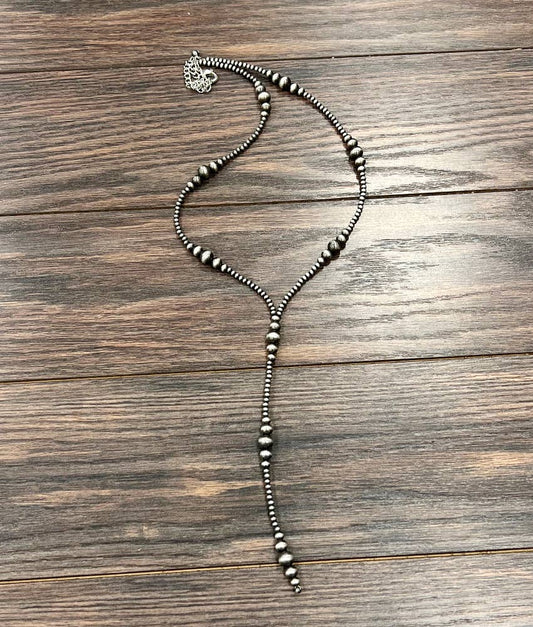 Faux Pearl Lariat Necklace