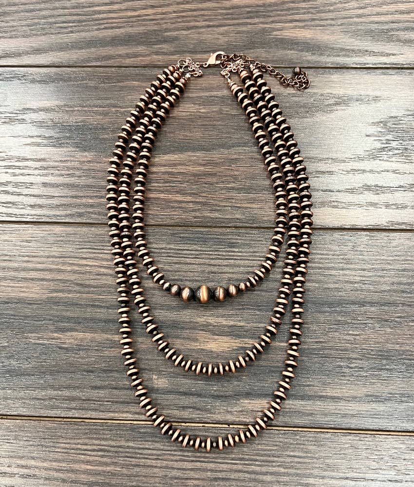 24" Copper Pearl Faux Bead Necklace