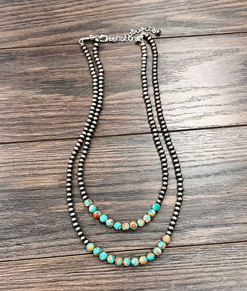 Canyon Rose 2 Strand Faux Pearl Necklace