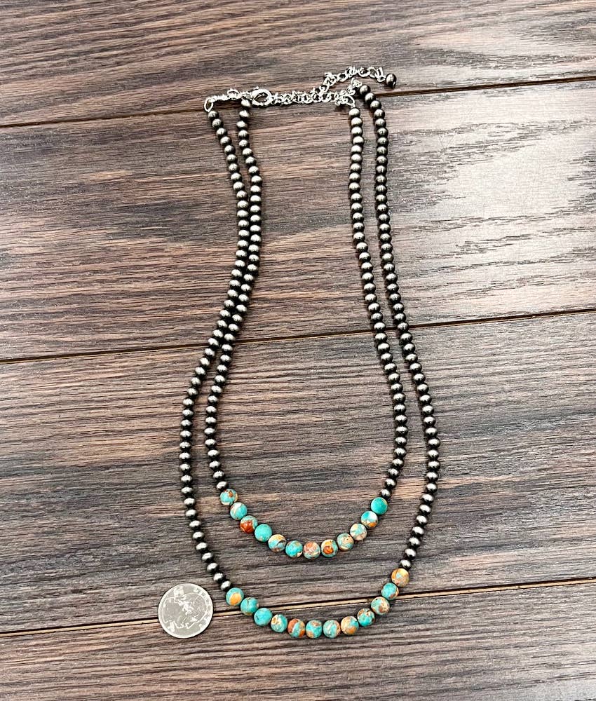 Canyon Rose 2 Strand Faux Pearl Necklace