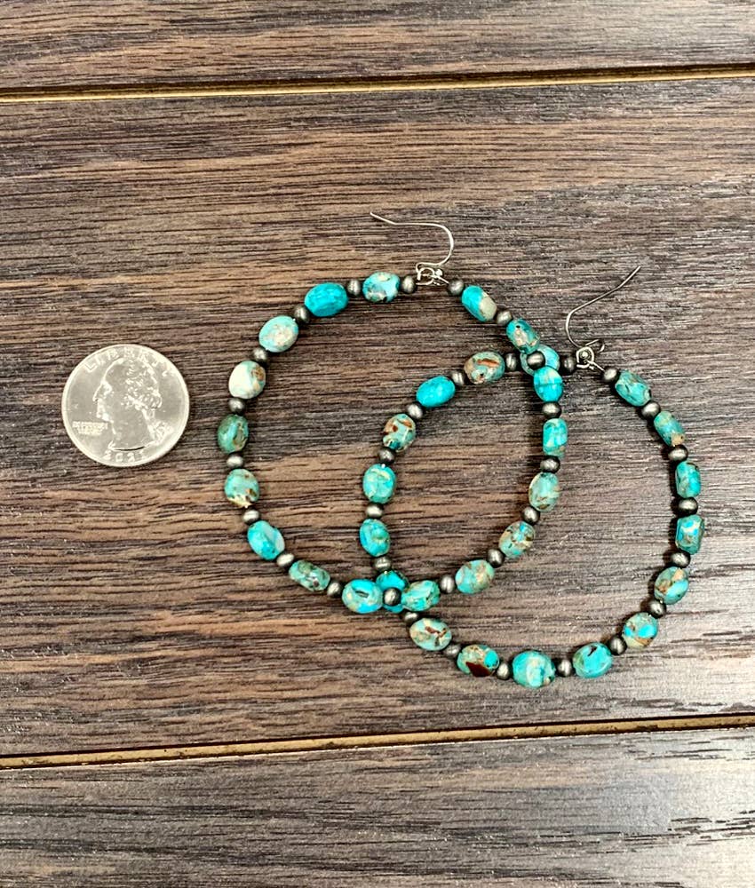Faux Turquoise Hoop Earrings